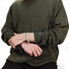 Bracelet manchette à charnière en argent sterling, or 18K et diamants pavés Konstantino