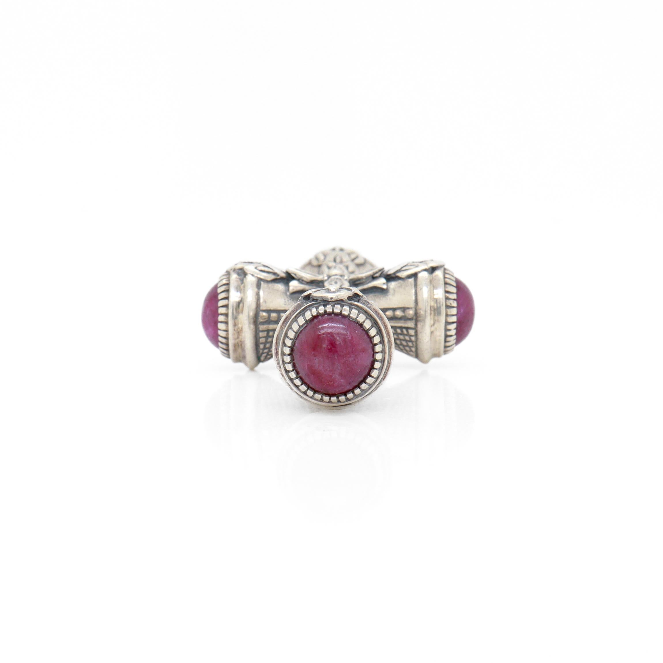 Croix pendentif en argent Sterling Ruby, or 18k et pierres précieuses Ruby Root en vente 2