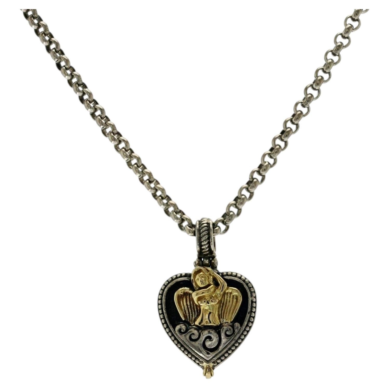 KONSTANTINO Sterling Silver 18K Gold Angelic Ethereal Heart Pendant Necklace 18"