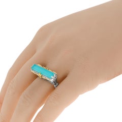 Konstantino Anillo doblete de plata de ley y oro de 18 quilates y calcedonia, talla 7