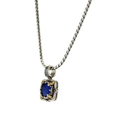 KONSTANTINO Sterling Silver 18K Gold Gem K Sodalite Doublet Pendant Necklace 18"