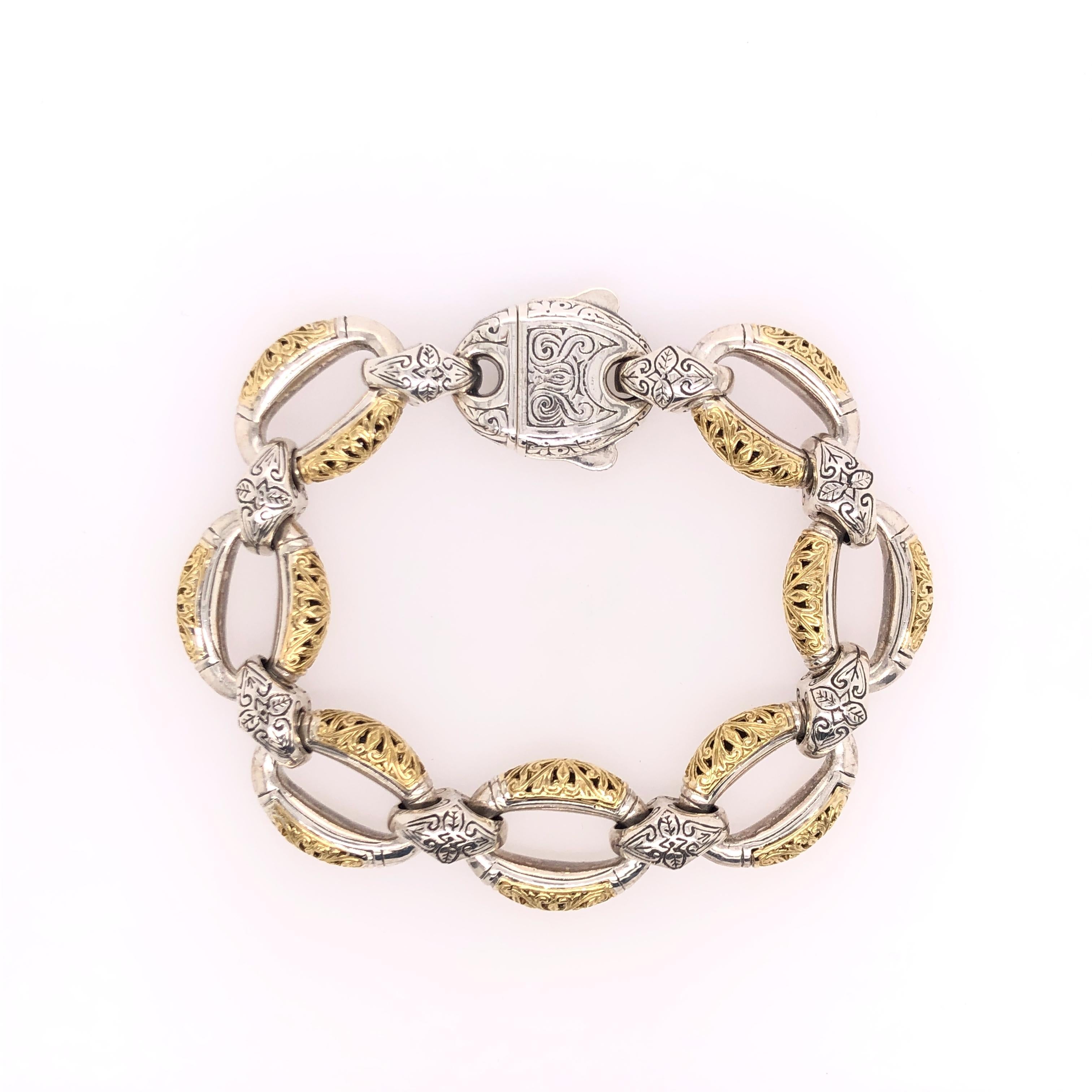 Contemporary Konstantino Sterling Silver & 18k Gold Link Bracelet For Sale
