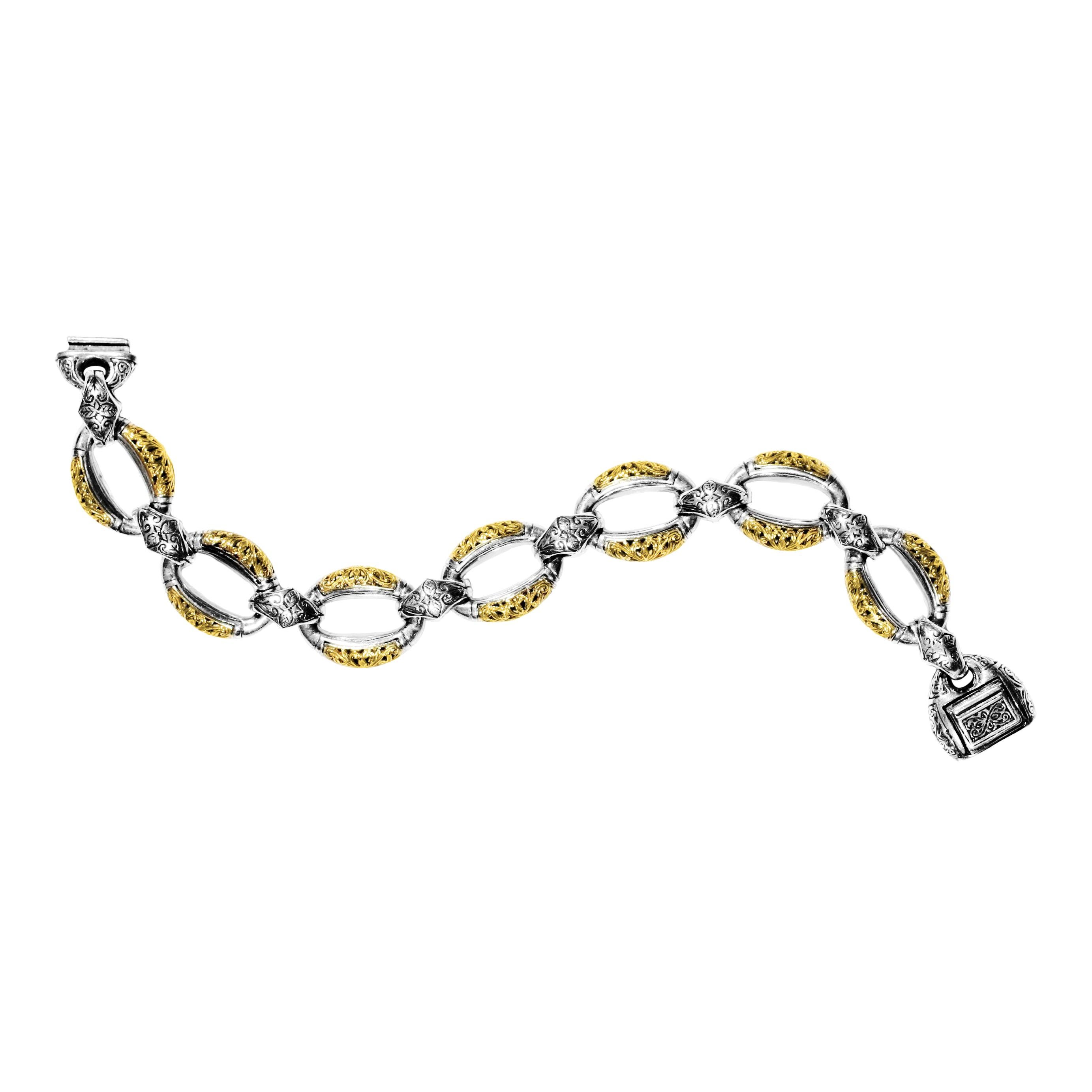 Konstantino Sterling Silver & 18k Gold Link Bracelet For Sale