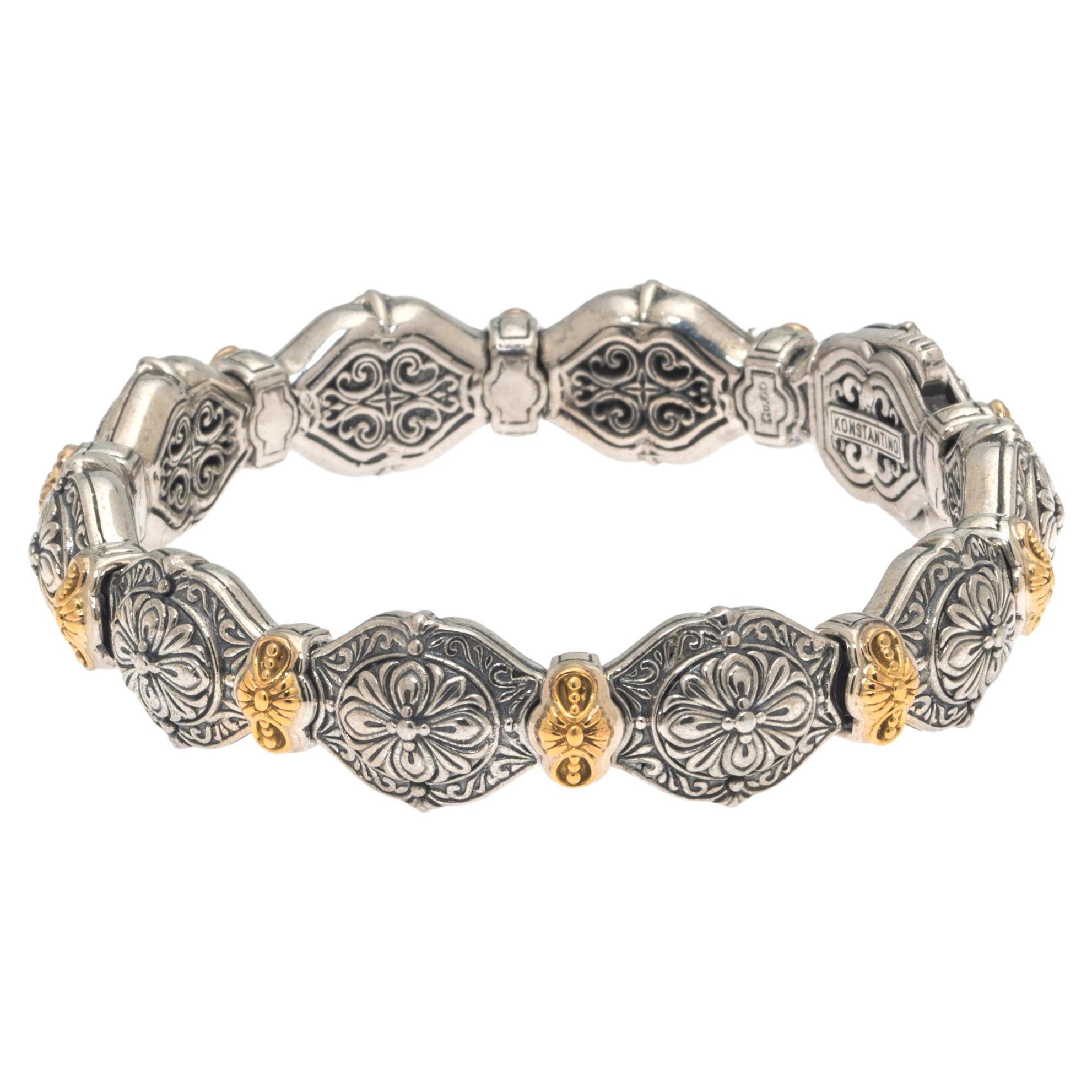 Michael Bondanza Star Bracelet Estate Sterling Silver 18k Yellow Gold