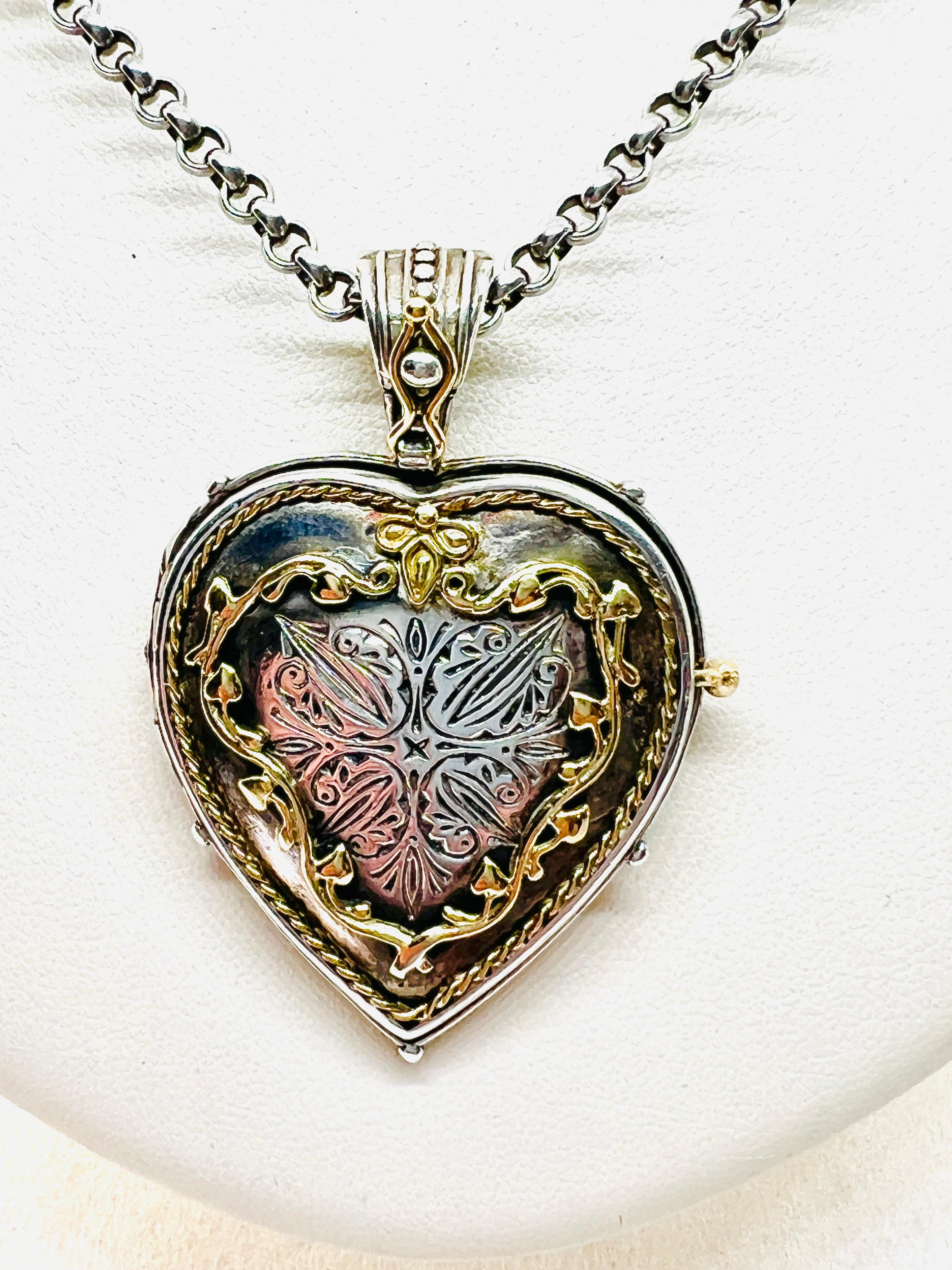 Konstantino Sterling Silber 18k Gelbgold & Perlenkette mit Herz-Anhänger  (Kunsthandwerker*in) im Angebot