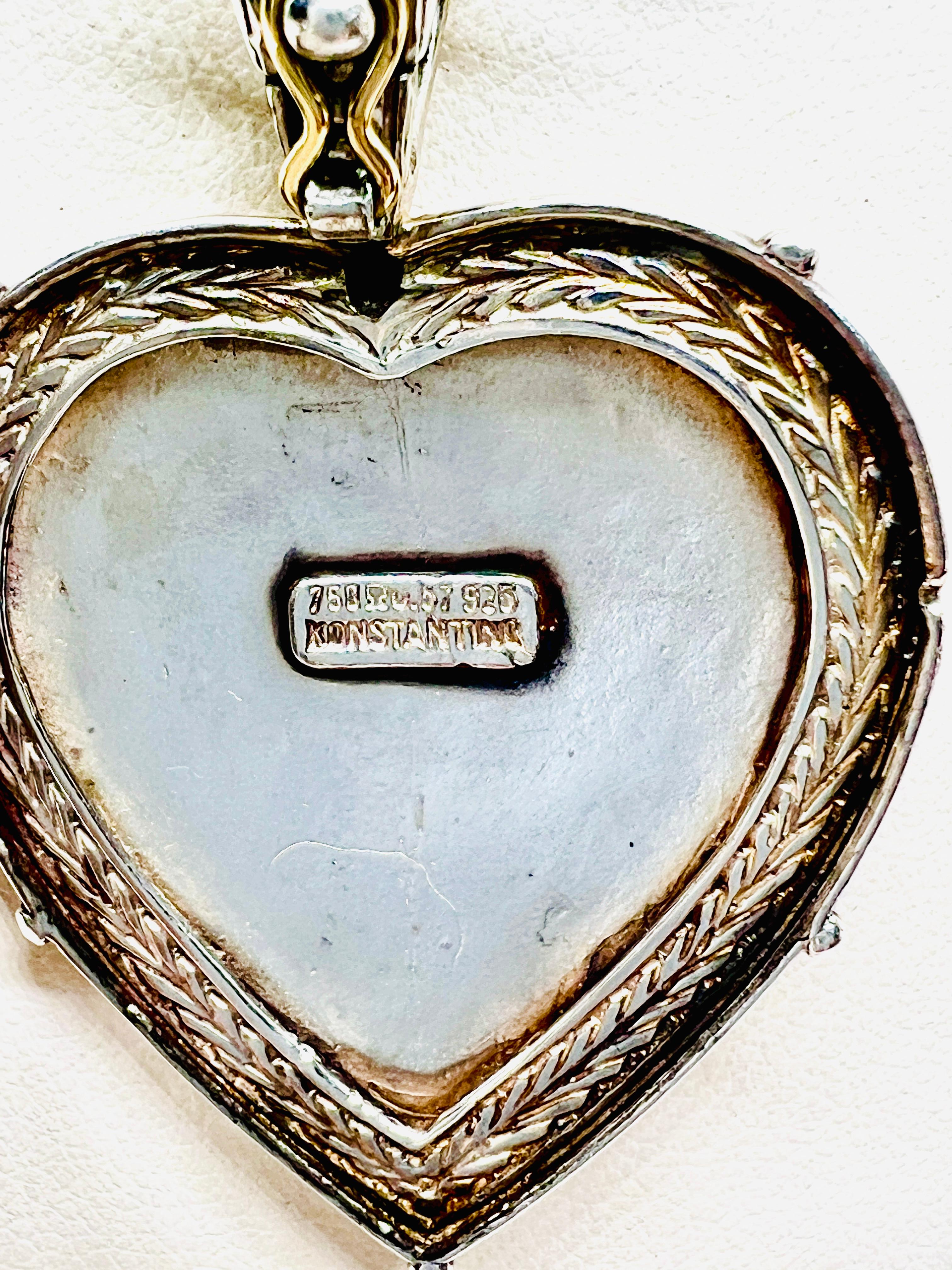 Konstantino Sterling Silber 18k Gelbgold & Perlenkette mit Herz-Anhänger  im Angebot 1
