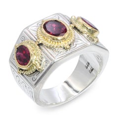 Anello Konstantino in argento sterling e oro giallo 18k con tormalina rosa