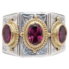 Anello Konstantino in argento sterling e oro giallo 18k con tormalina rosa