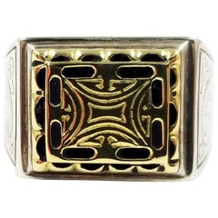 Used Konstantino Sterling Silver and 18 Karat Gold Men's Ring