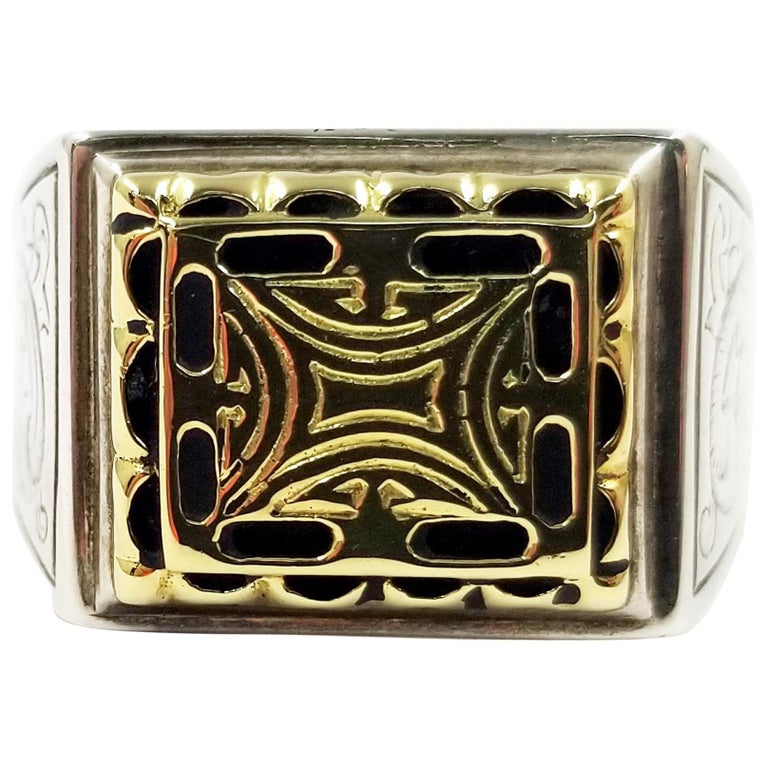 Konstantino Sterling Silver and 18 Karat Gold Men's Ring For Sale at ...