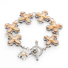 Konstantino Kreuz-Armband aus Sterlingsilber und 18 Karat Gelbgold