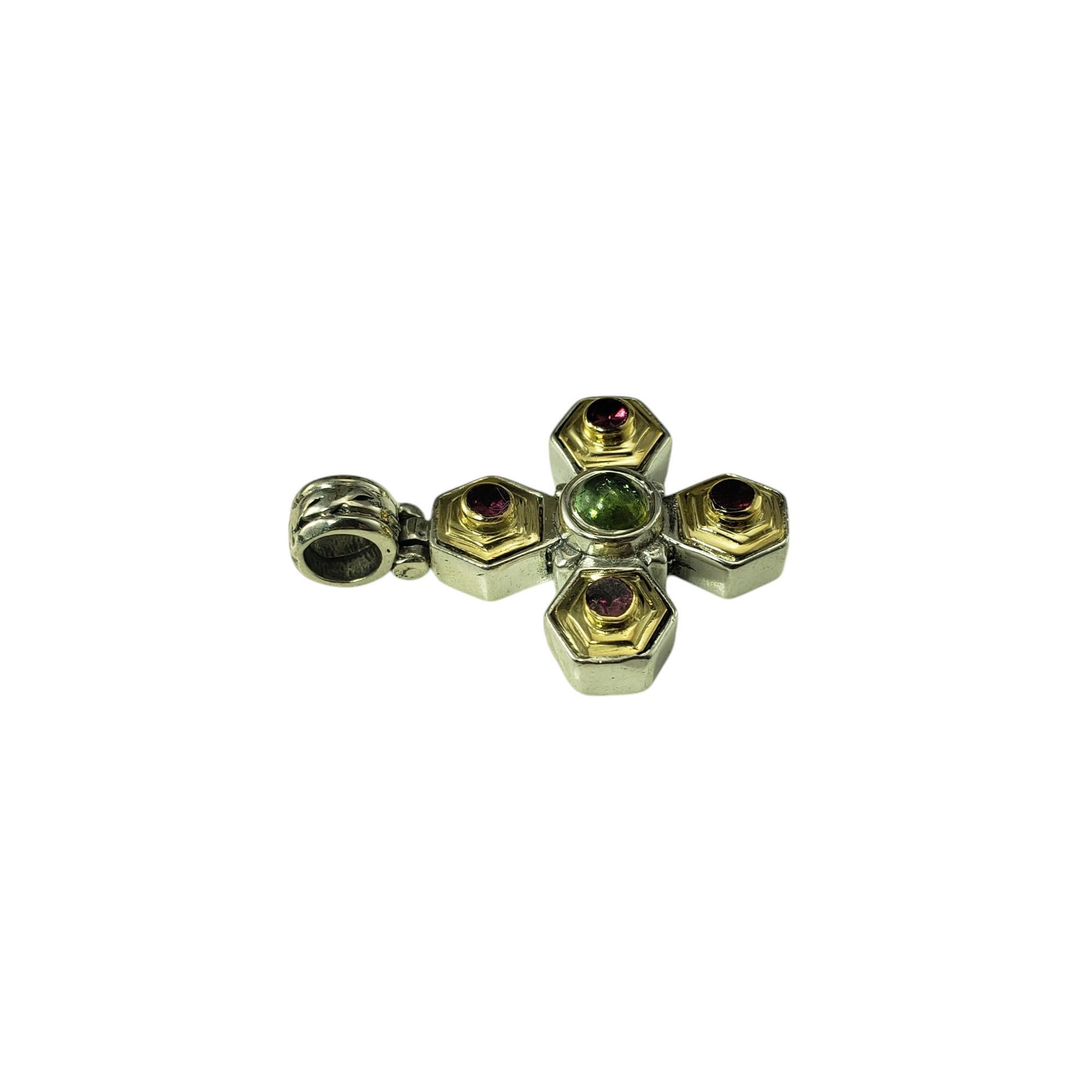 Ciondolo a forma di croce in argento sterling e oro giallo 18 carati Konstantino #20582 In condizioni buone in vendita a Washington Depot, CT