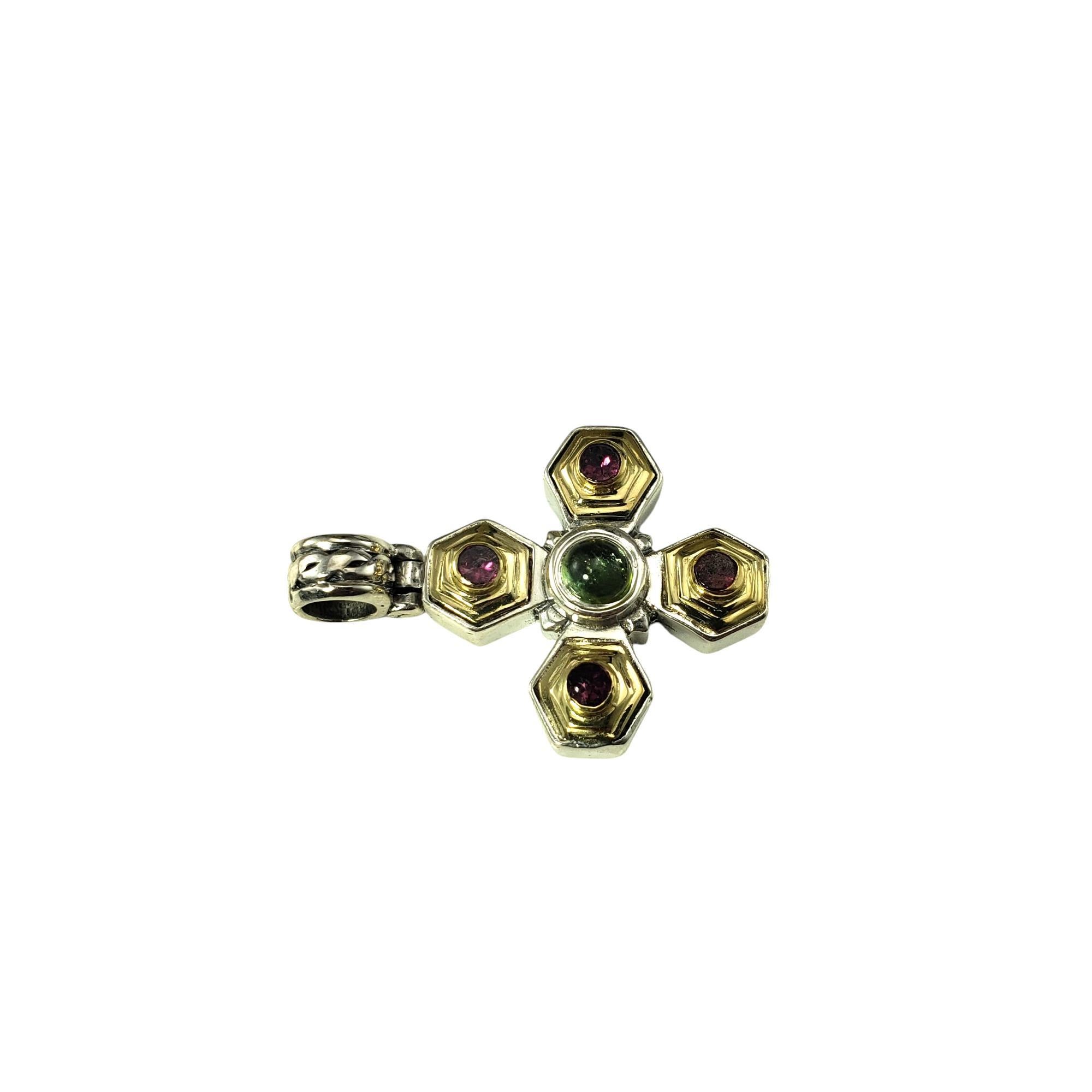 Donna Ciondolo a forma di croce in argento sterling e oro giallo 18 carati Konstantino #20582 in vendita