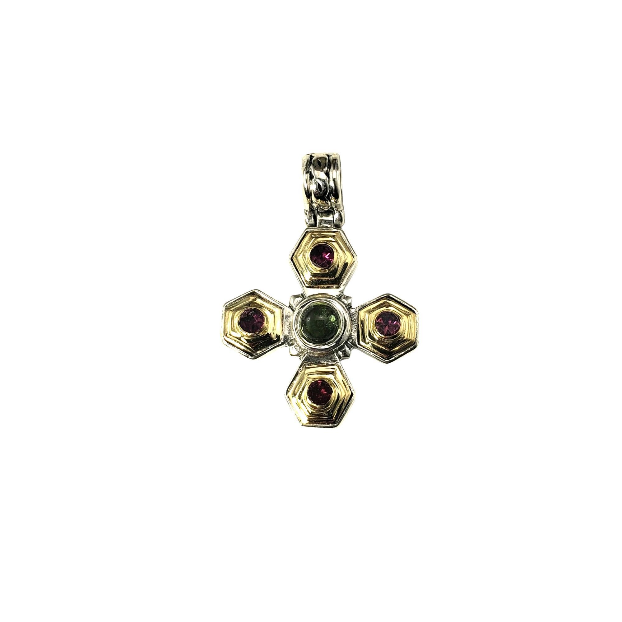 Konstantino Sterling Silver and 18K Yellow Gold Gemstone Cross Pendant #20582