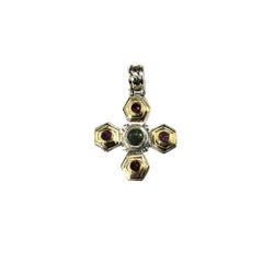 Konstantino Sterling Silver and 18K Yellow Gold Gemstone Cross Pendant #20582