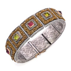 Pulsera Konstantino de plata de ley y oro amarillo de 18 quilates con varias piedras