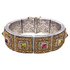 Pulsera Konstantino de plata de ley y oro amarillo de 18 quilates con varias piedras