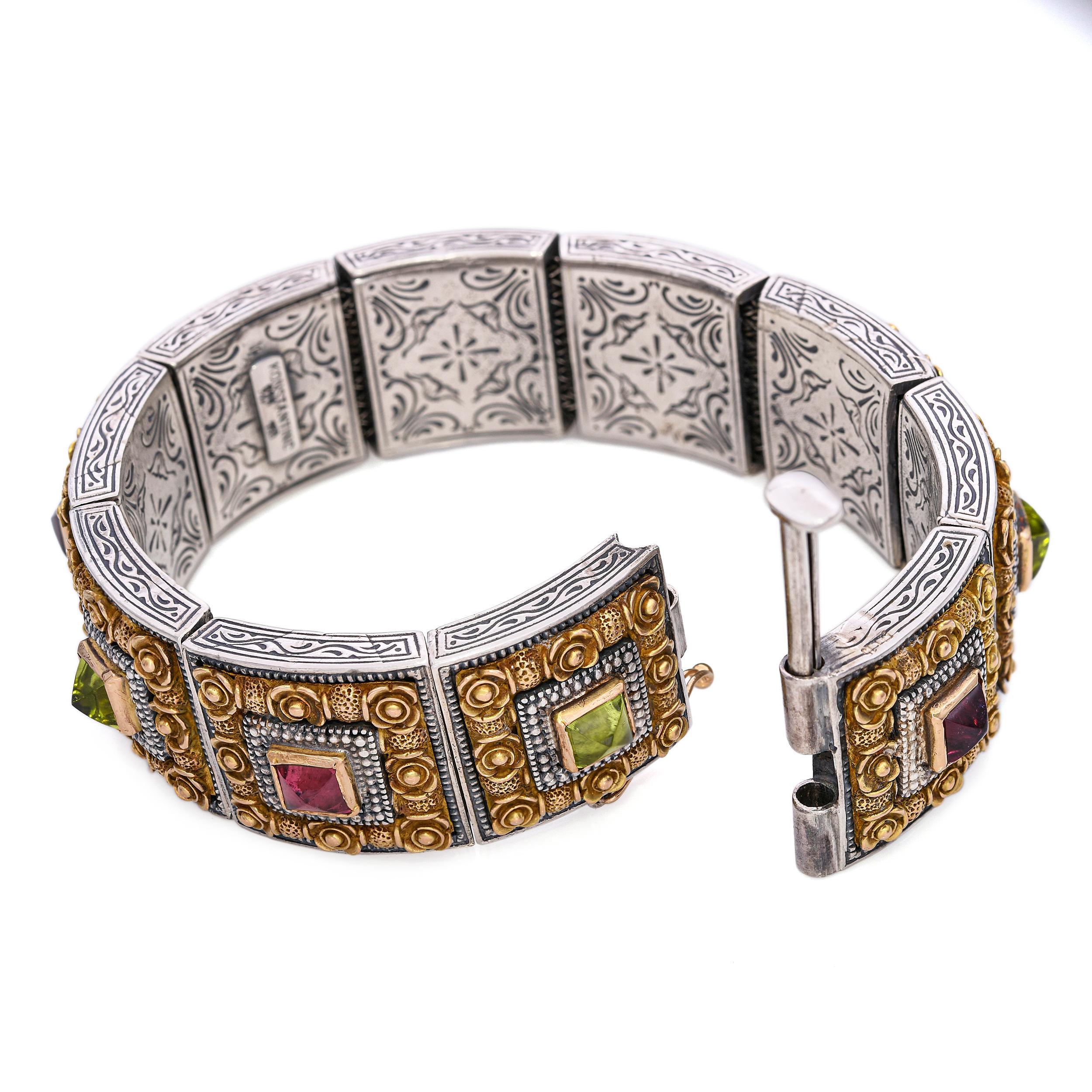Konstantino Bracelet en argent et or jaune 18 carats avec tourmaline en vente 1