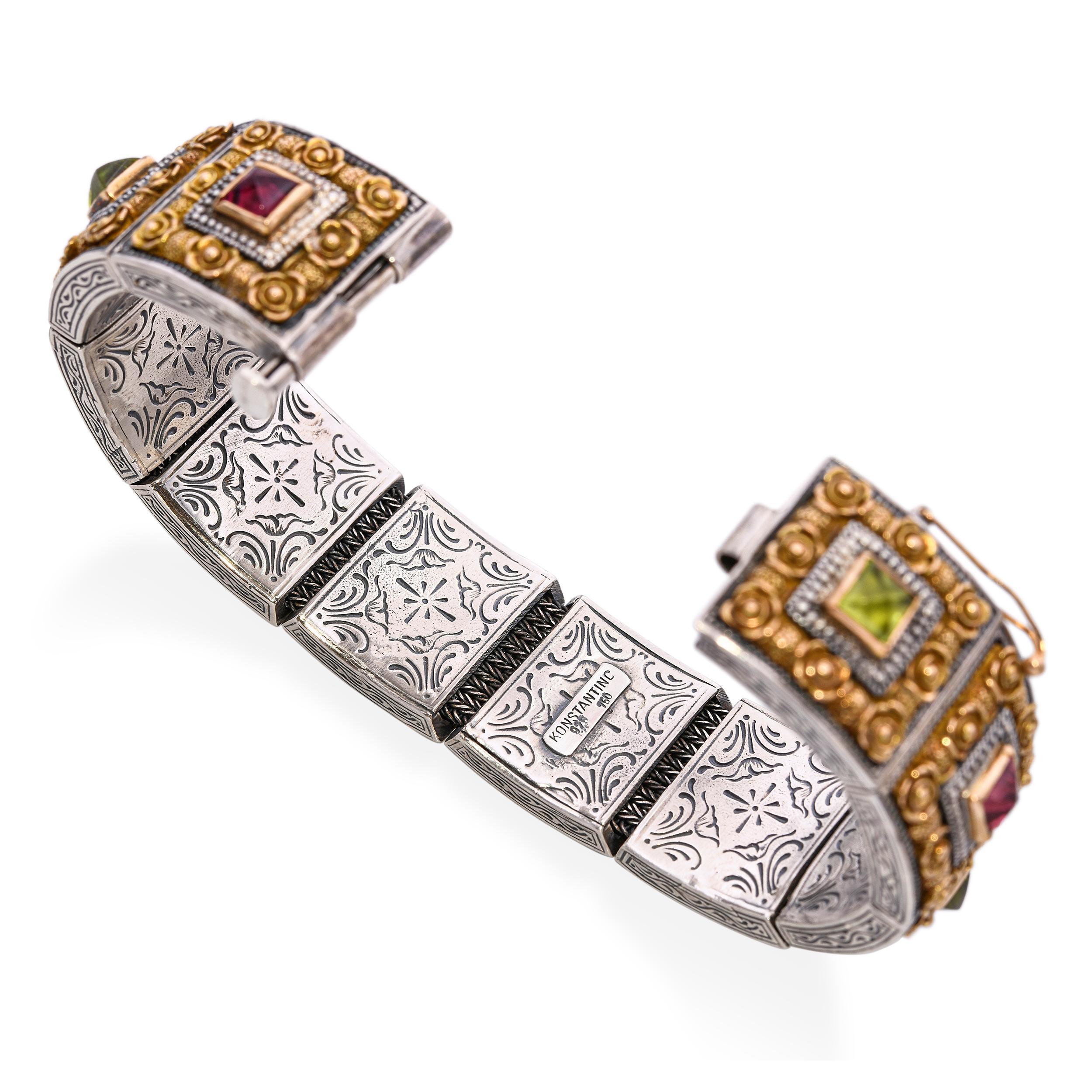 Konstantino Bracelet en argent et or jaune 18 carats avec tourmaline en vente 2