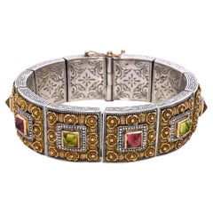 Konstantino Sterling Silver and 18k Yellow Gold Tourmaline Bracelet