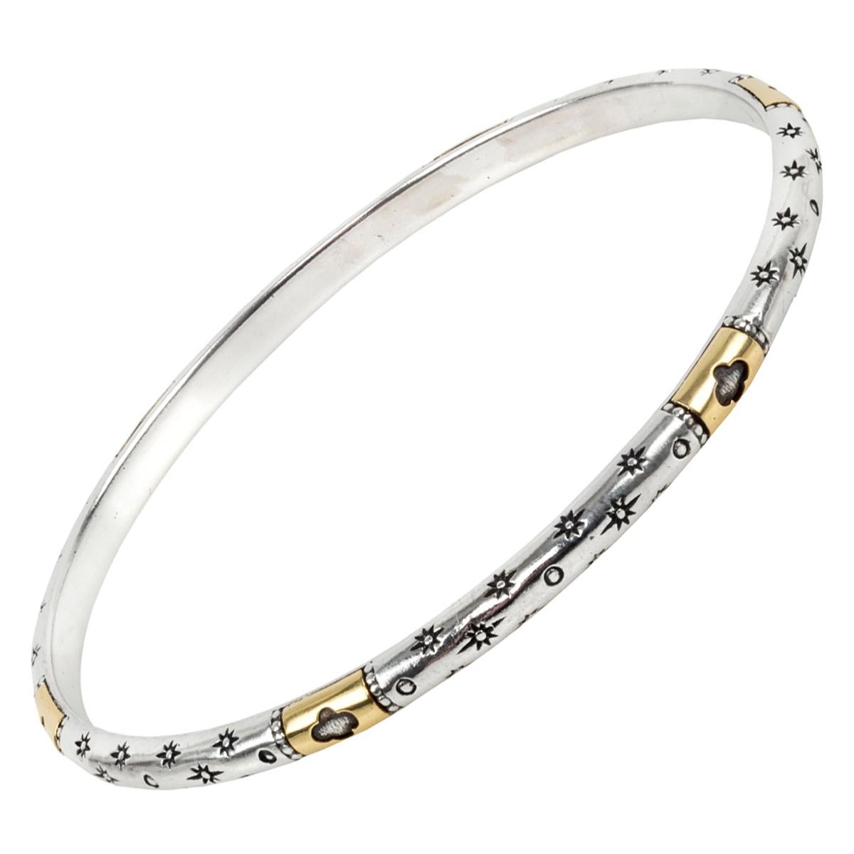 Konstantino Sterling Silver and Yellow Gold Astria Bangle Bracelet  For Sale