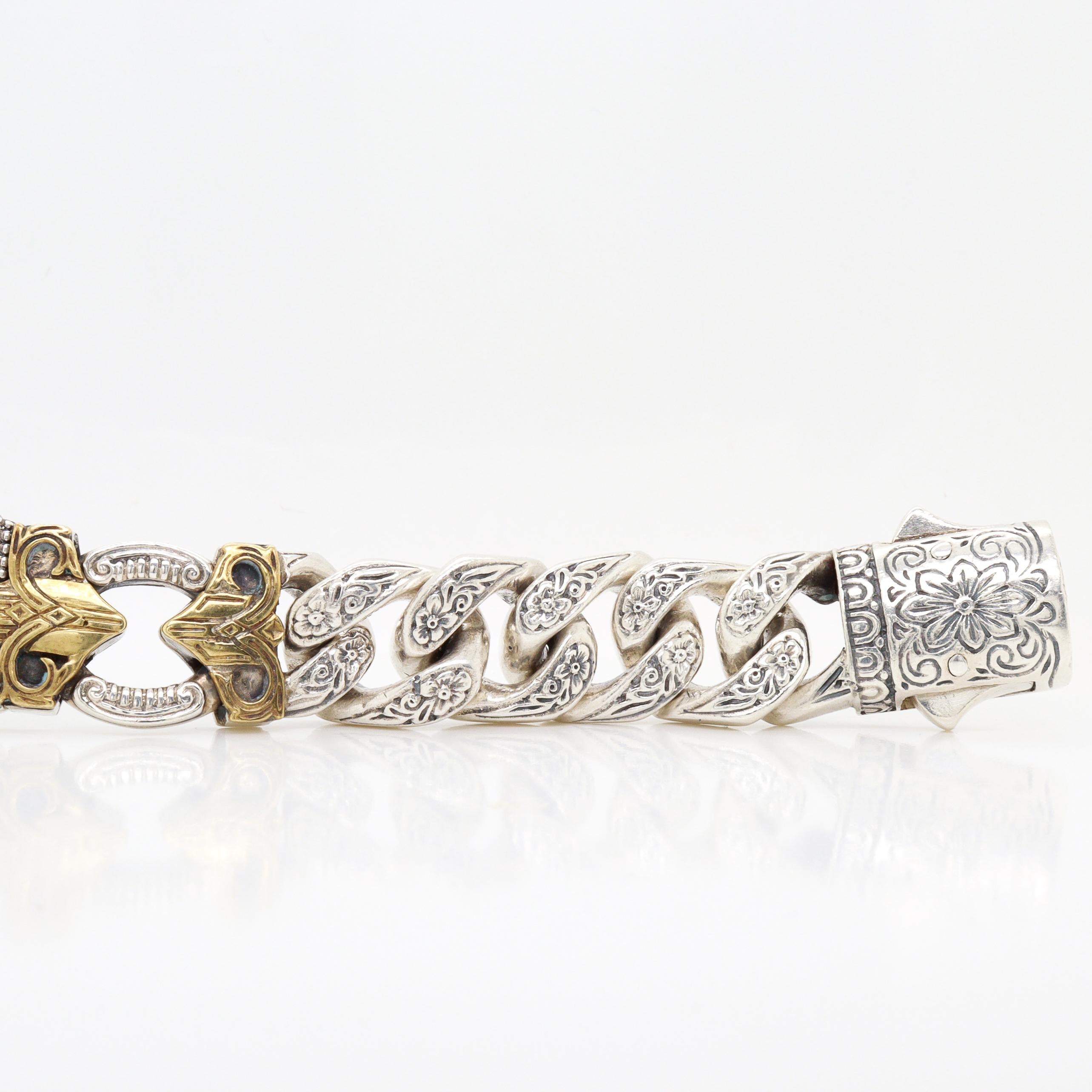 Konstantino Pulsera de plata de ley y baño de bronce Mirmidones con cadena de bordillo en venta 8
