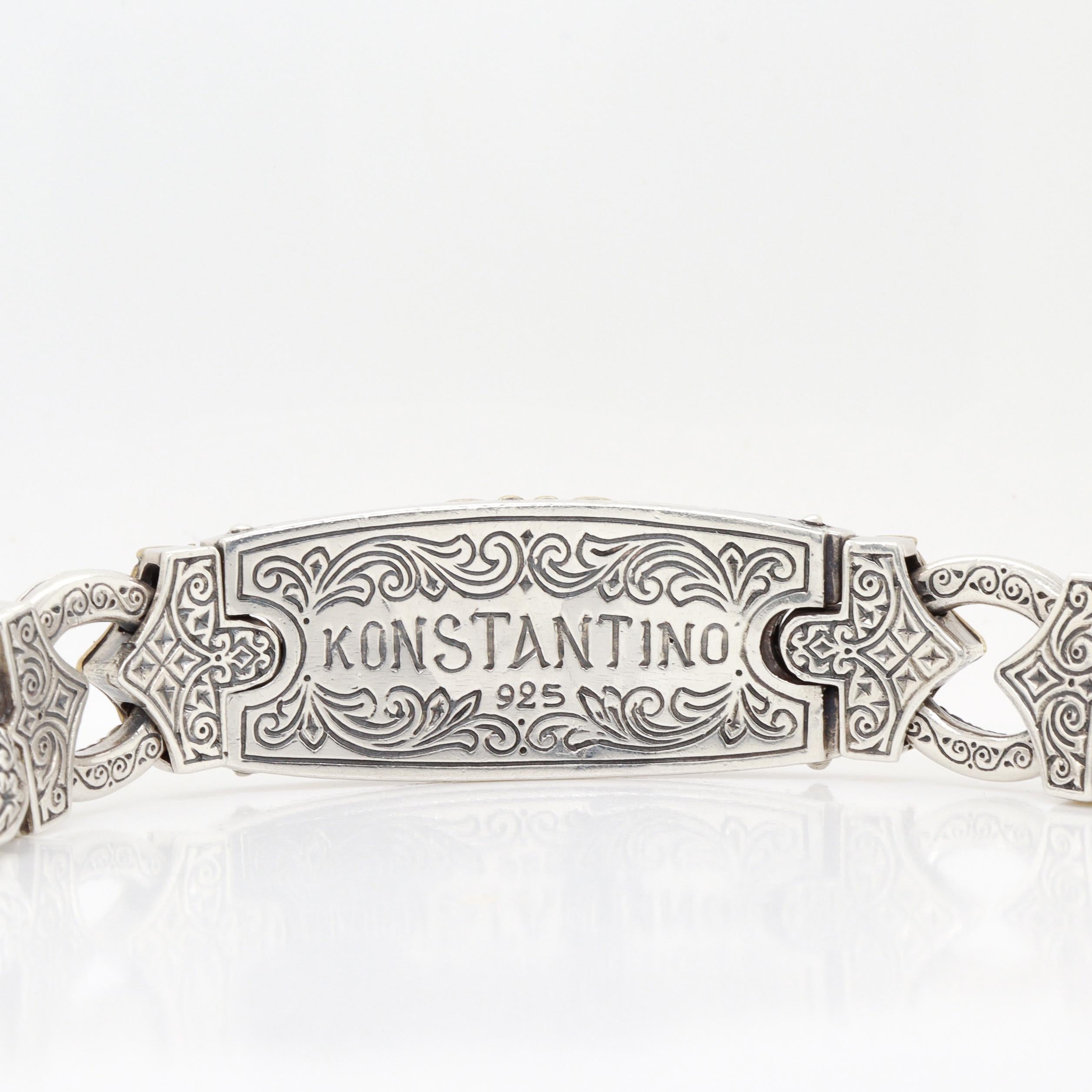 Konstantino Pulsera de plata de ley y baño de bronce Mirmidones con cadena de bordillo en venta 10