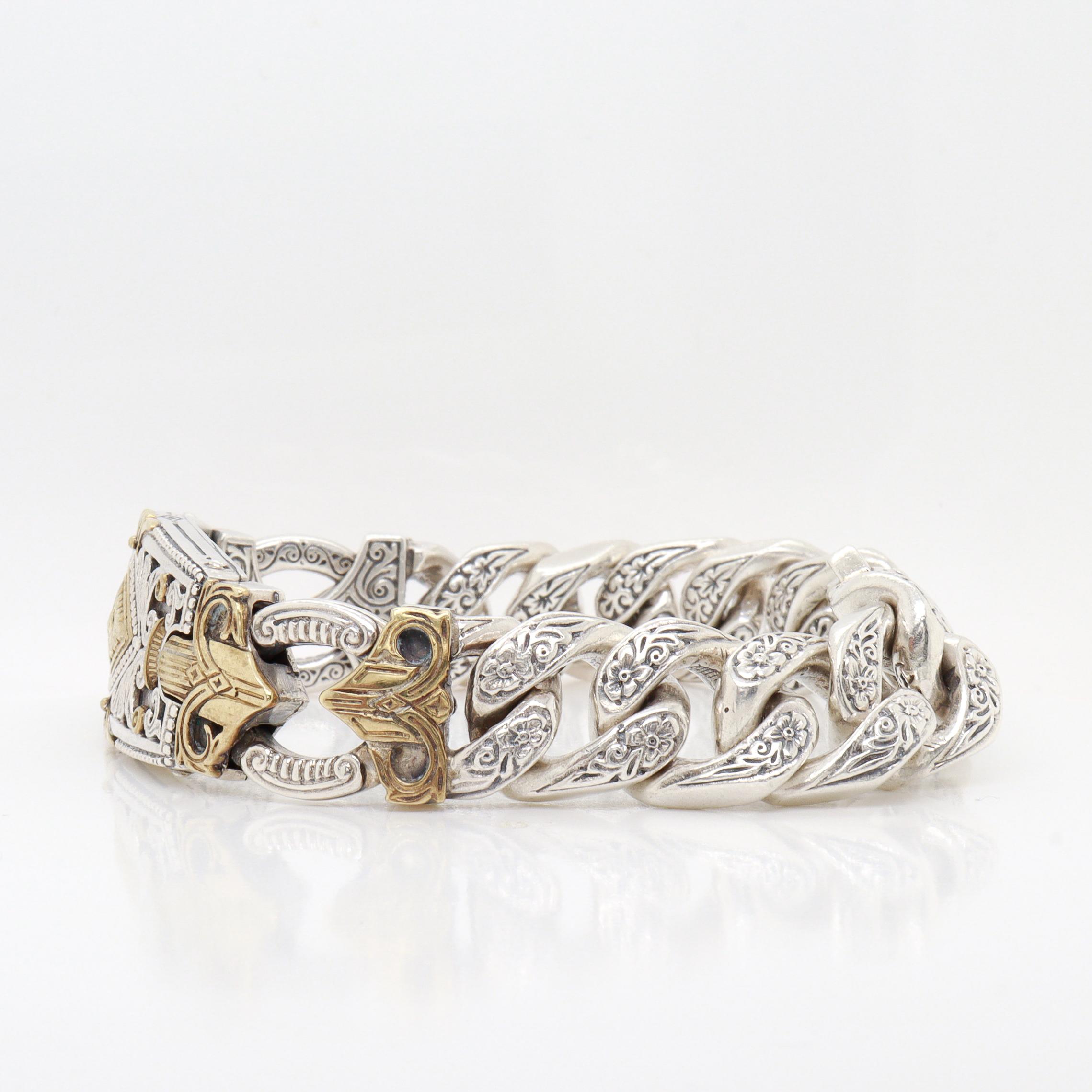 Konstantino Pulsera de plata de ley y baño de bronce Mirmidones con cadena de bordillo en Bueno estado para la venta en Philadelphia, PA