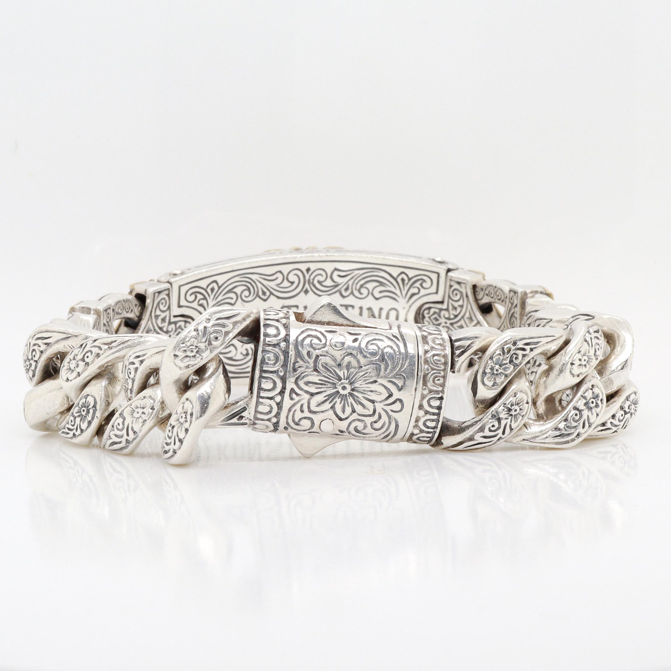 Femenino o masculino Konstantino Pulsera de plata de ley y baño de bronce Mirmidones con cadena de bordillo en venta