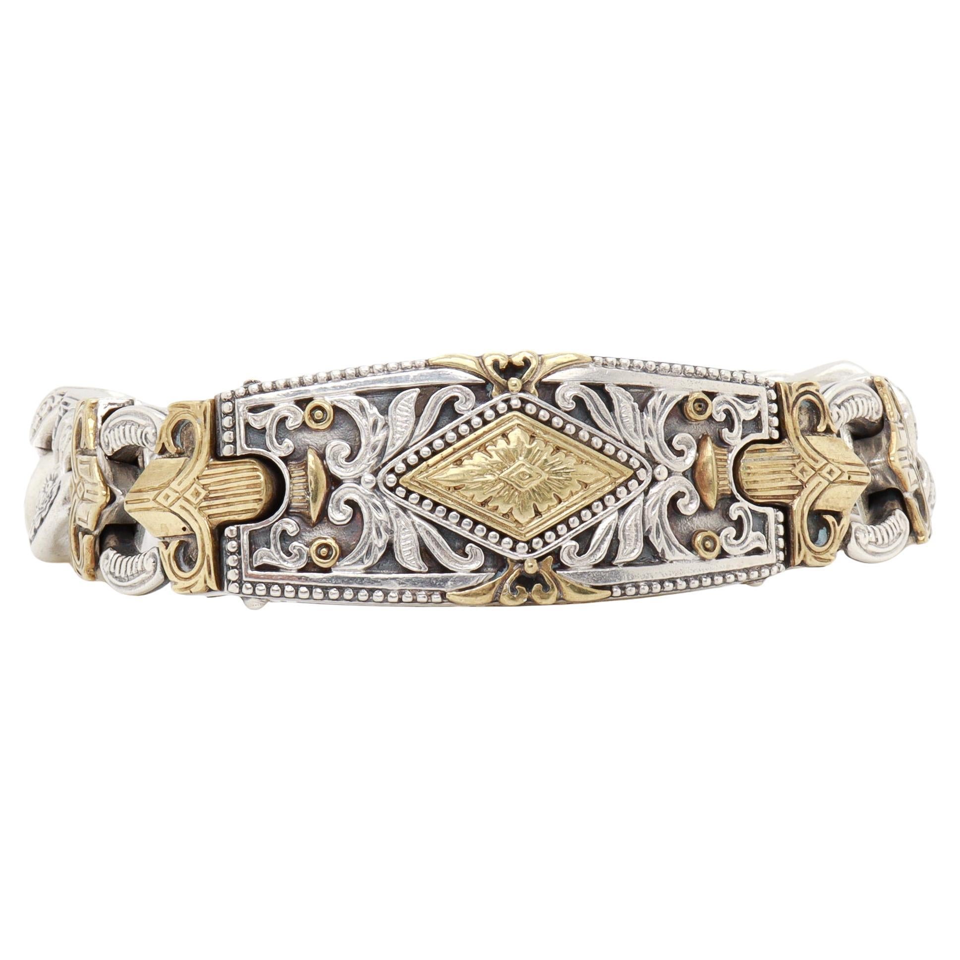 Konstantino Pulsera de plata de ley y baño de bronce Mirmidones con cadena de bordillo en venta