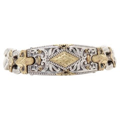 Konstantino Sterling Silber & Bronze Platte Myrmidones Curb Kette Armband