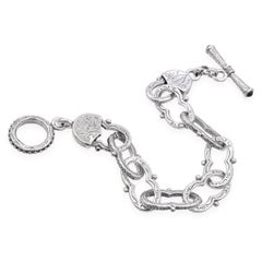 Konstantino Bracciale a maglie incise con chiusura a ginocchiera in argento sterling con granato