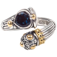 Konstantino Sterling Silver Gold and Blue Topaz Heart Ring