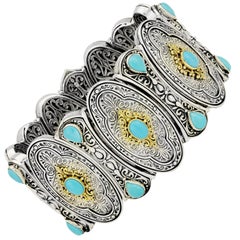 Konstantino Sterling Silver, Gold, and Turquoise Bracelet