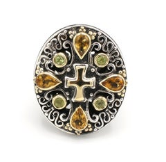Konstantino Sterling Silver & Gold Multi-Colored Gemstone Cross Ring