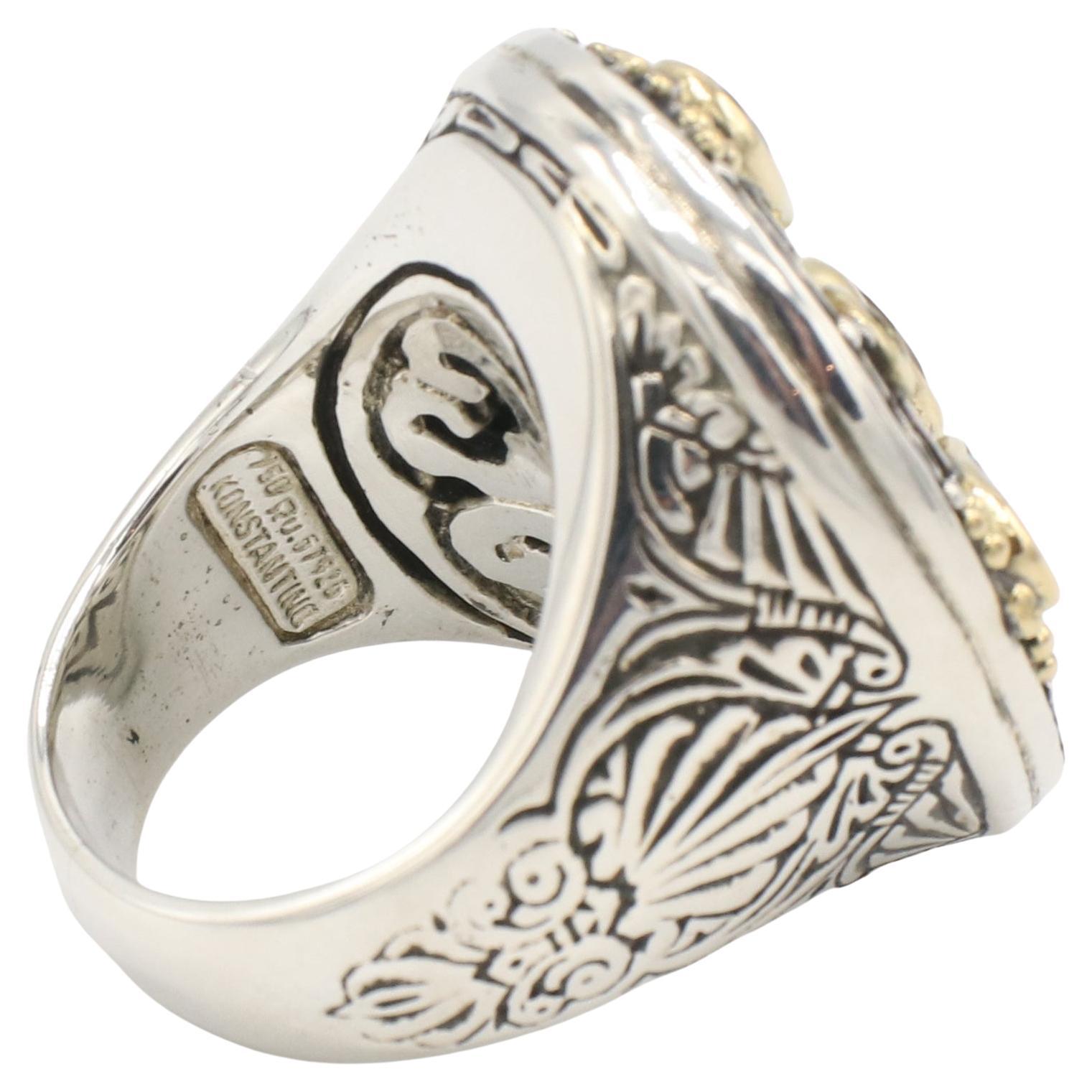 Modern Konstantino Sterling Silver & Gold Multi-Colored Gemstone Ring