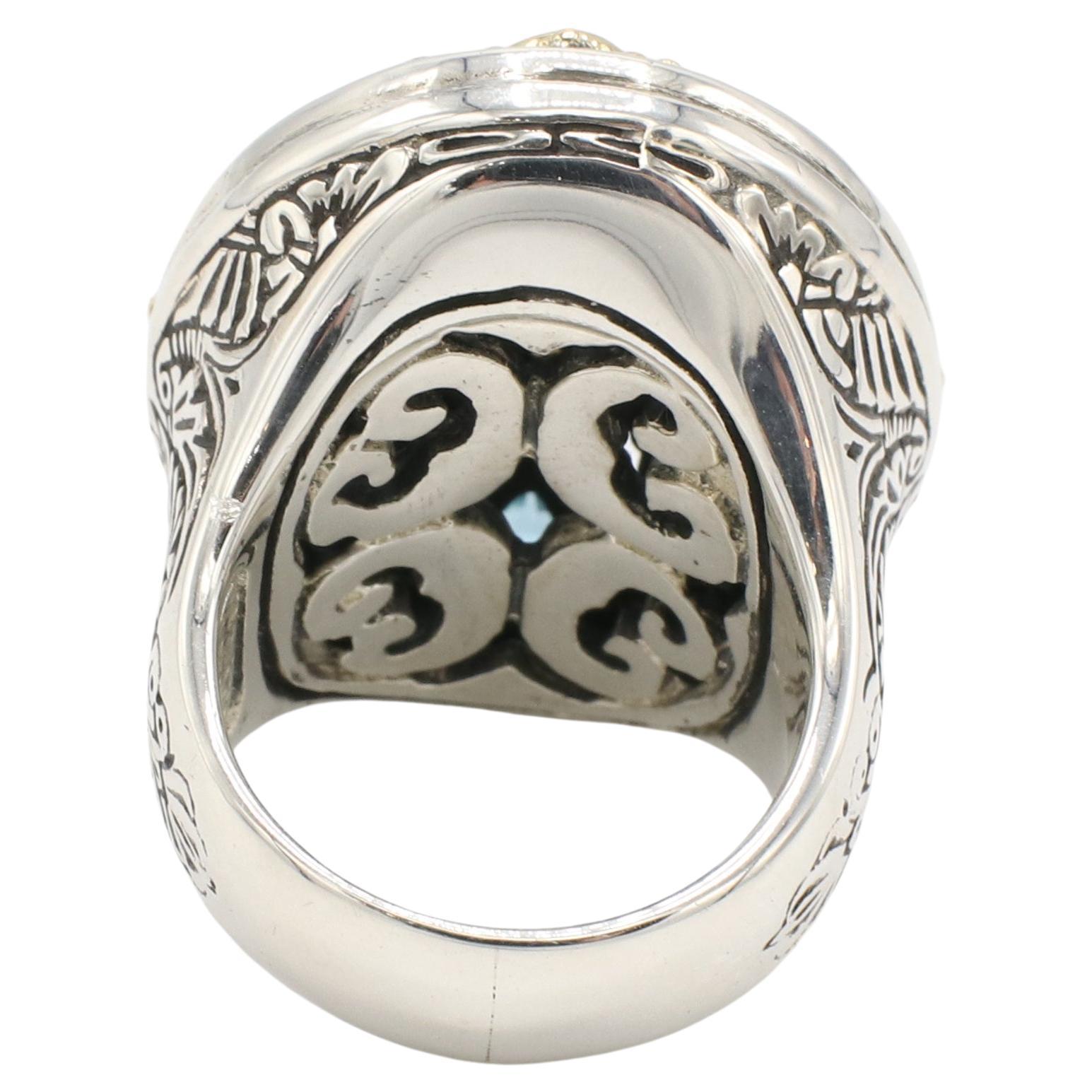Round Cut Konstantino Sterling Silver & Gold Multi-Colored Gemstone Ring
