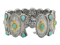 Konstantino Sterling Silver, Gold, and Turquoise Bracelet
