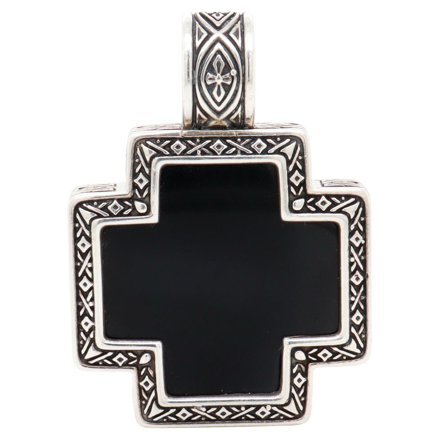Ciondolo a forma di croce in onice "Paganini" di Konstantino Sterling Silver in vendita