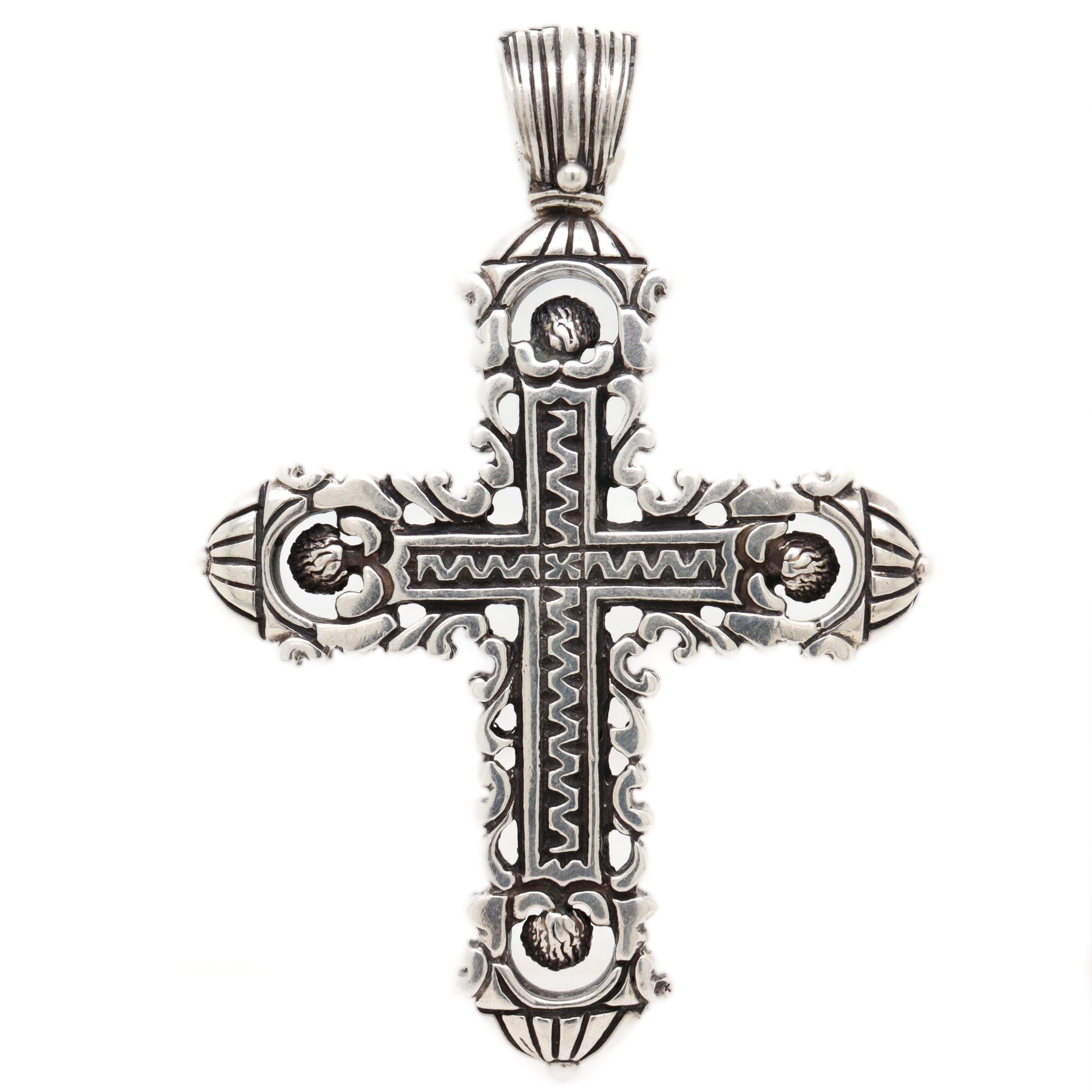 Women's or Men's Konstantino Sterling Silver Pendant Cross for a Necklace For Sale