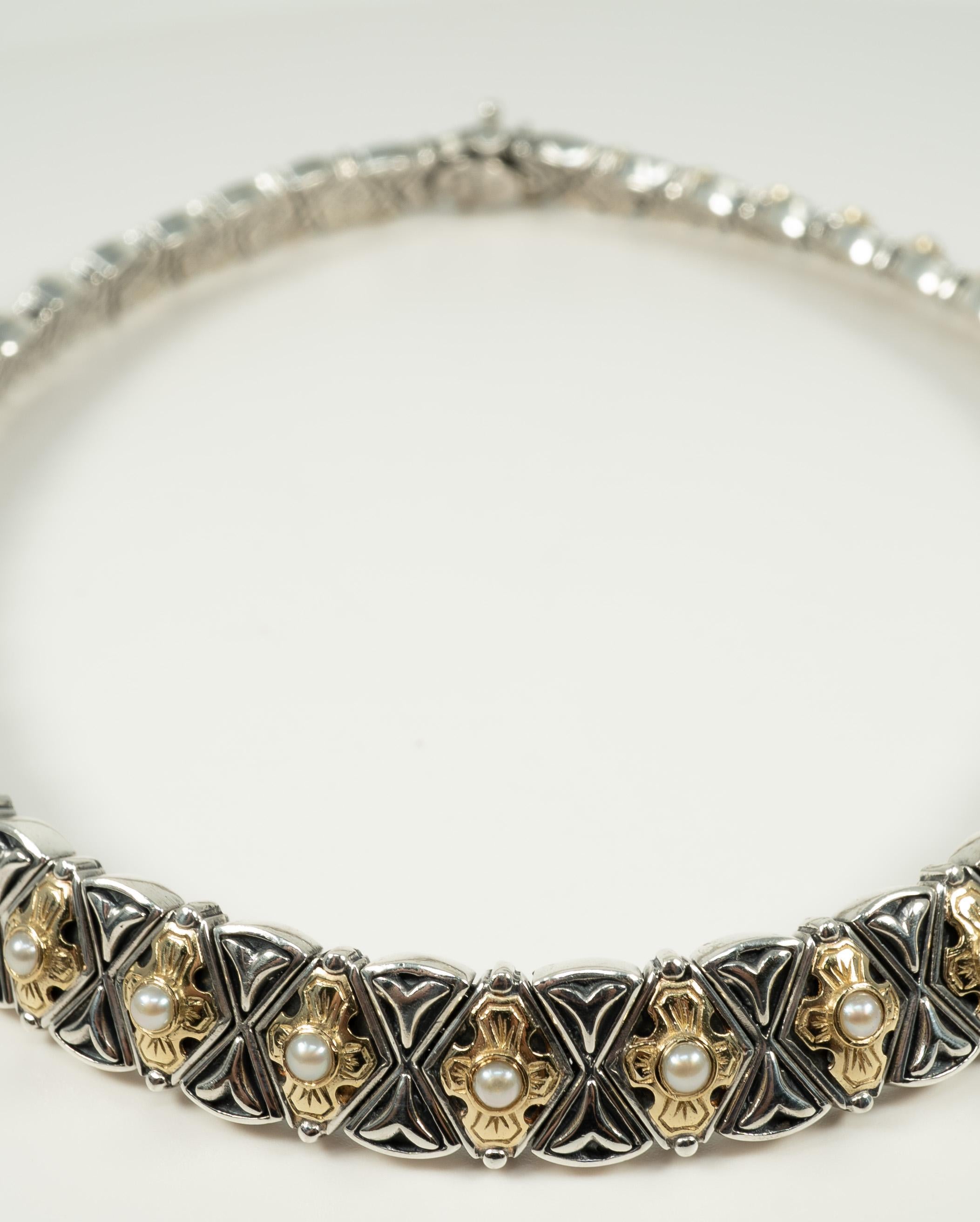 Konstantino, Perlenkette aus Sterlingsilber und Gelbgold im Zustand „Gut“ in Dallas, TX