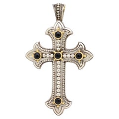 Konstantino Sterling Sterling & 18K Gold Kreuz-Anhänger mit Onyx Akzenten