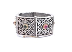 Konstantino Zweifarbiges Gold-Armband mit rosa und grünem Turmalin