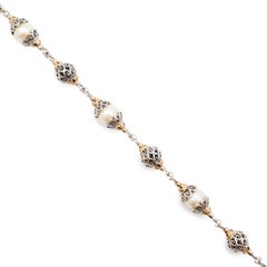 Konstantino Vintage 925 Sterling Silver & 18k Yellow Gold Textured Pearls Neckla