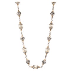 Konstantino Vintage 925 Sterling Silver & 18k Yellow Gold Textured Pearls Neckla