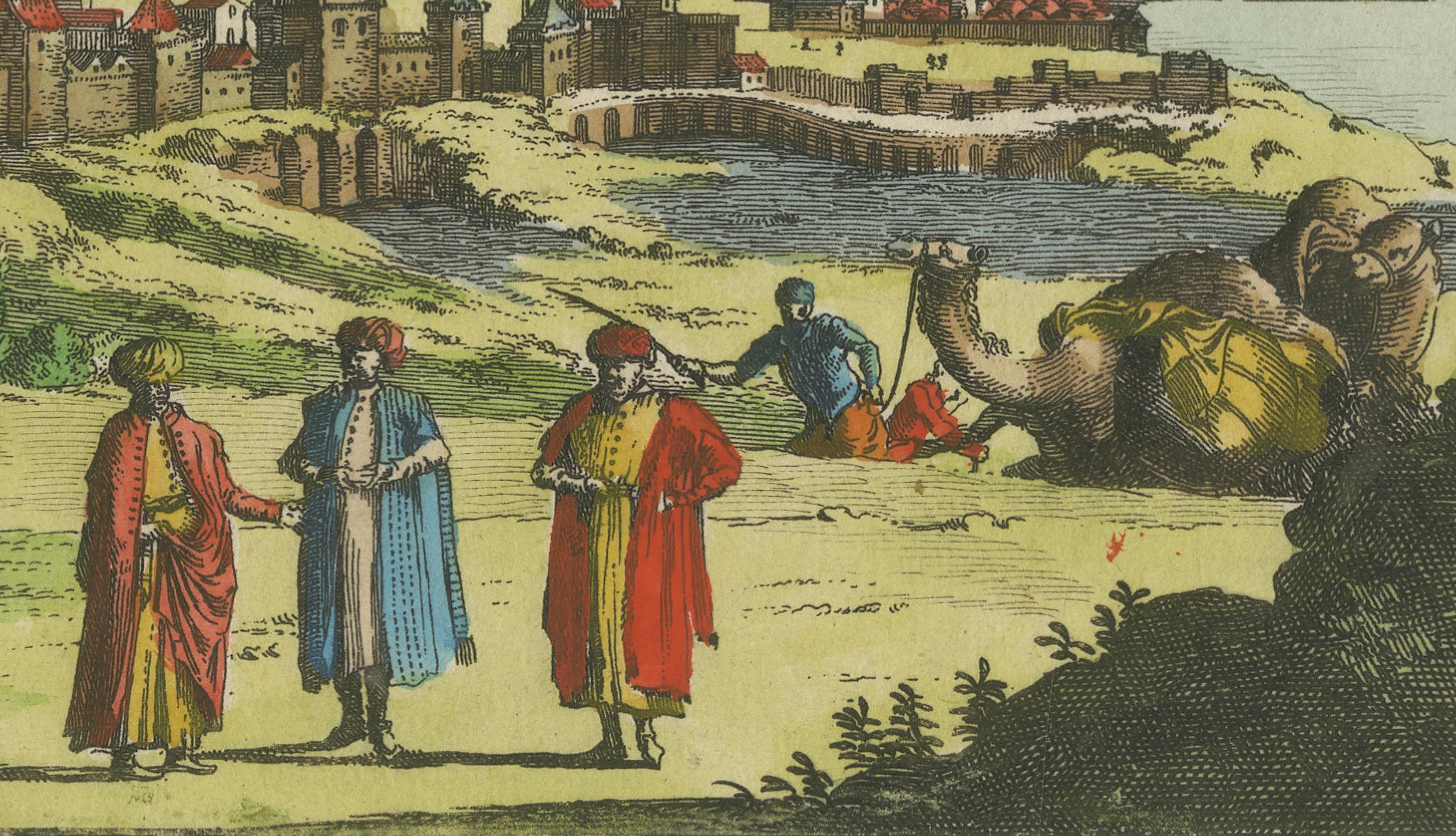 Konstantinopel - Vista panorámica de Estambul por François Halma, 1705 Grabado en venta