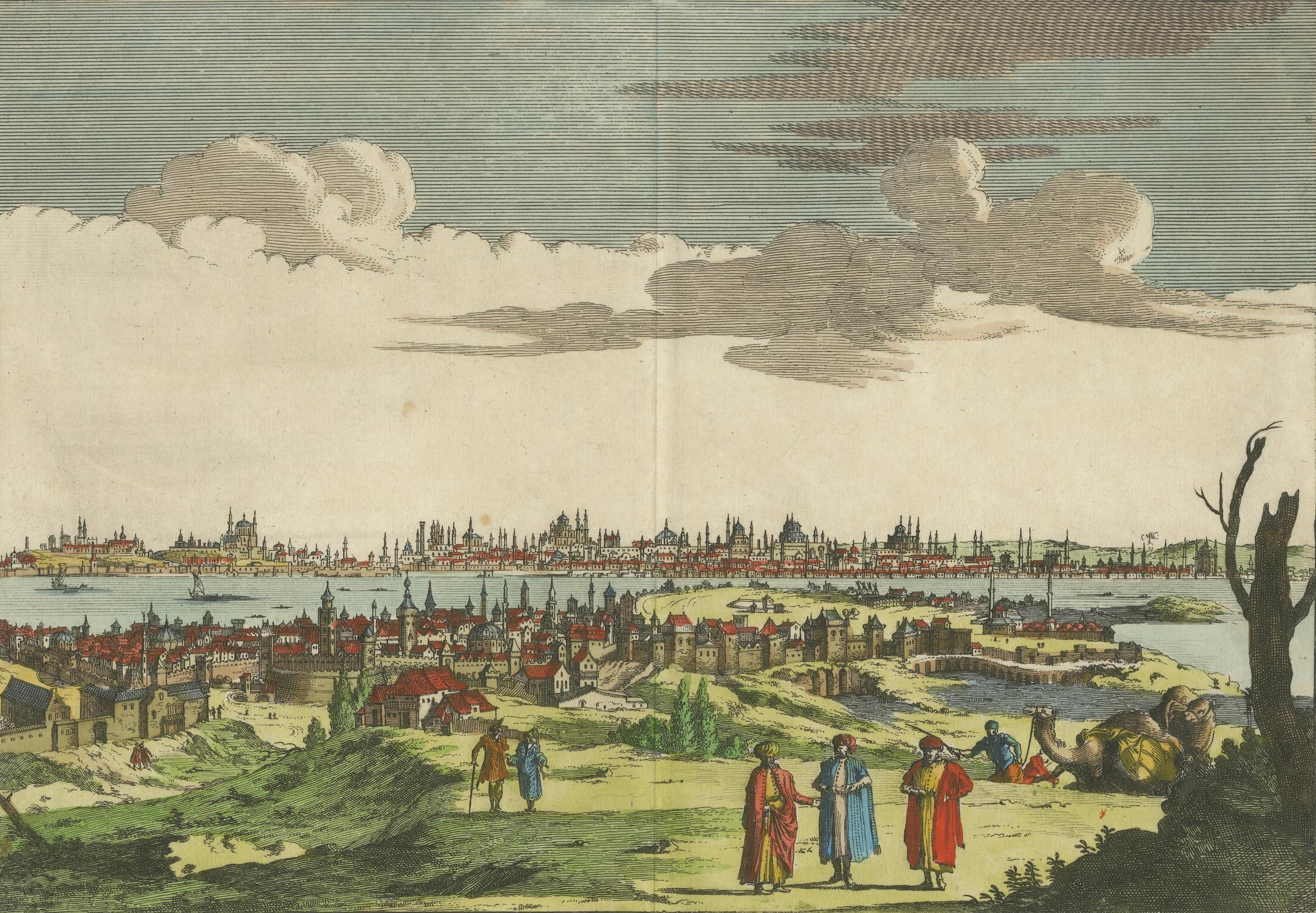 Konstantinopel - Vista panorámica de Estambul por François Halma, 1705 siglo XVIII en venta