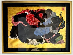 Shunga I - Pittura erotica contemporanea a foglia d'oro con influenze giapponesi