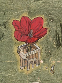 Tulipano - Inchiostro, tempera d'uovo e foglia d'oro su pannello