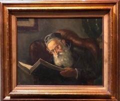 Polish Jewish Art, The Rabbi, Judaica Oil Painting